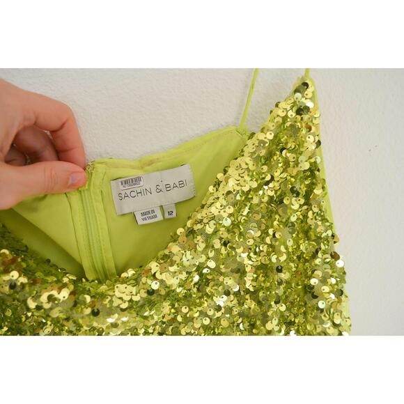 Sachin & Babi Sequin Sanza Dress in Chartreuse - Picture 6 of 7
